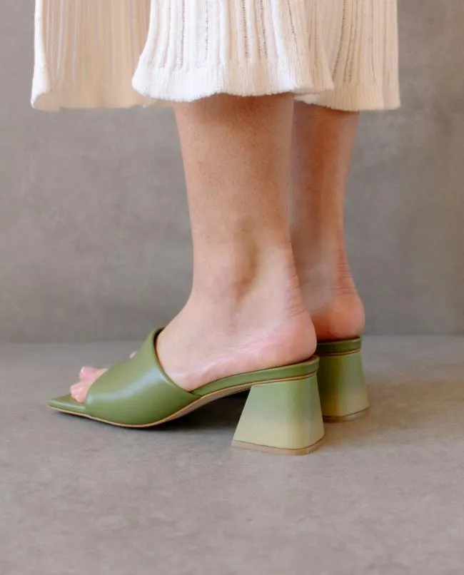 ALOHAS Mules Brushed Degrad 8211 Green And Yellow Leather Sandals 8211 Women
