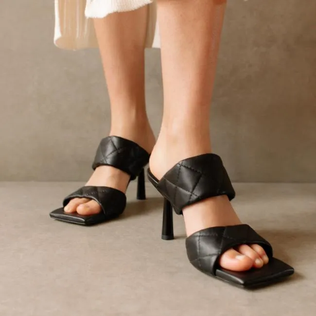 ALOHAS Mules Conner 8211 Black Leather Sandals 8211 Women