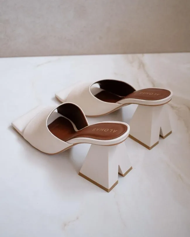 ALOHAS Mules Dune 8211 White Leather Sandals 8211 Women
