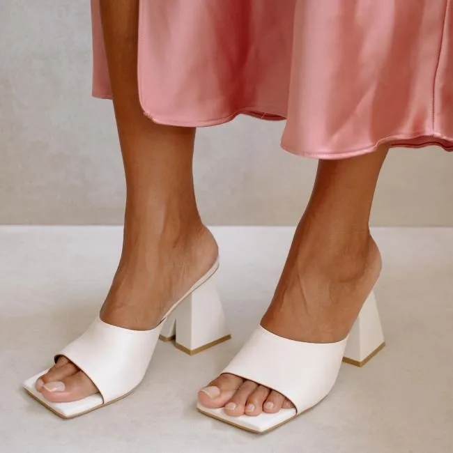 ALOHAS Mules Dune 8211 White Leather Sandals 8211 Women