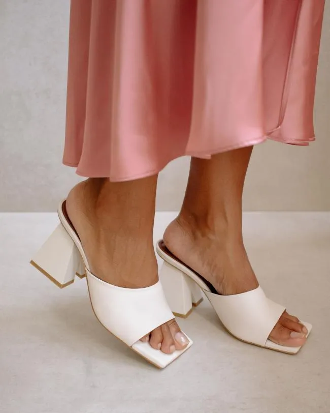 ALOHAS Mules Dune 8211 White Leather Sandals 8211 Women