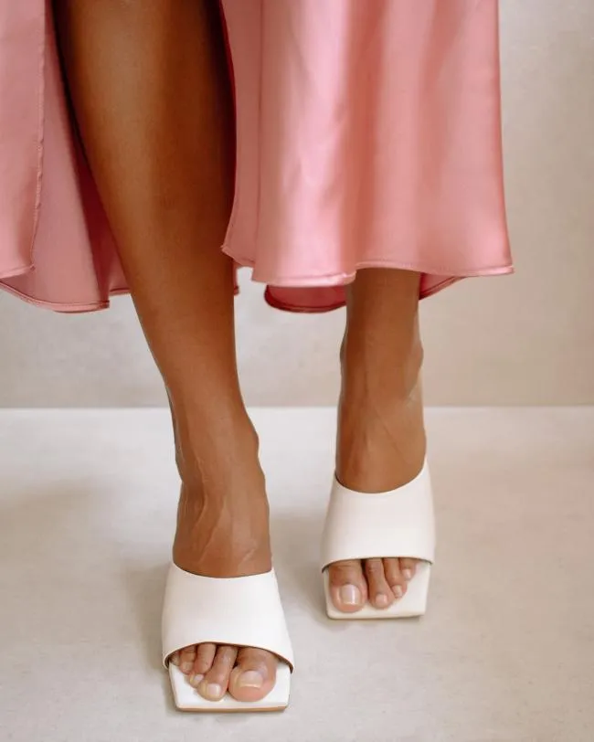 ALOHAS Mules Dune 8211 White Leather Sandals 8211 Women
