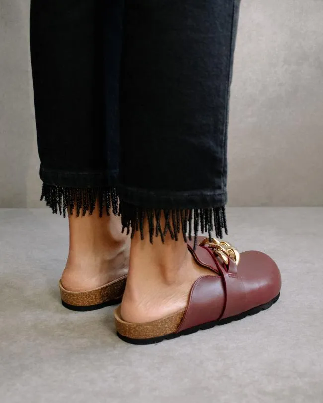 ALOHAS Mules Fireside Chain 8211 Red Leather Clogs 8211 Women