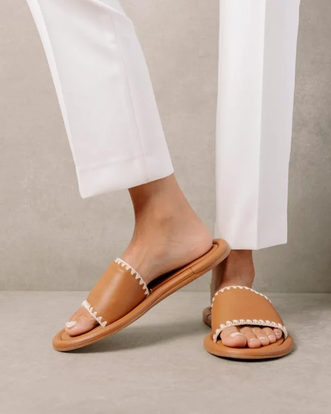 ALOHAS Mules Malibu Crochet 8211 Brown Leather Sandals 8211 Women