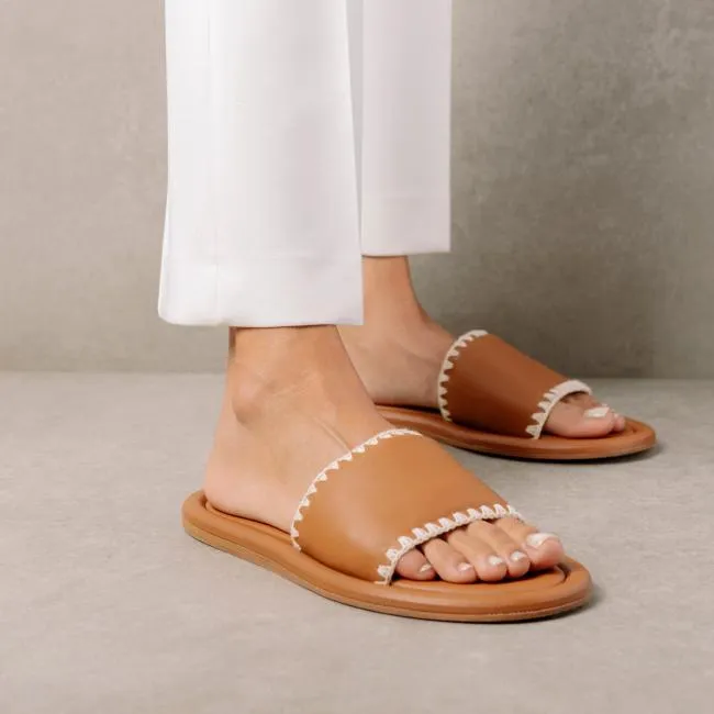 ALOHAS Mules Malibu Crochet 8211 Brown Leather Sandals 8211 Women