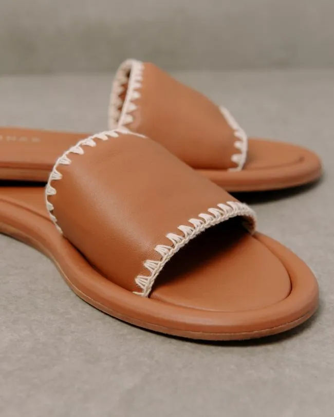 ALOHAS Mules Malibu Crochet 8211 Brown Leather Sandals 8211 Women