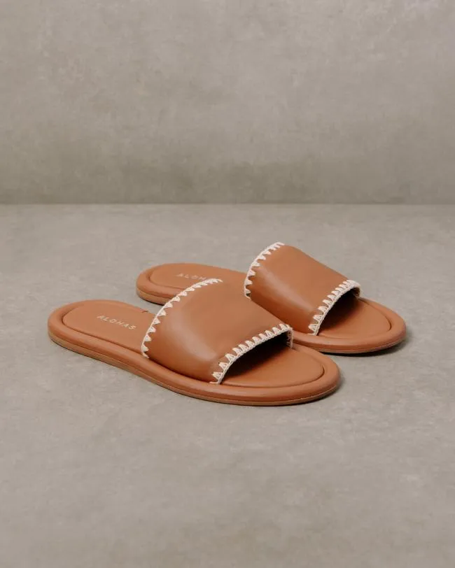 ALOHAS Mules Malibu Crochet 8211 Brown Leather Sandals 8211 Women