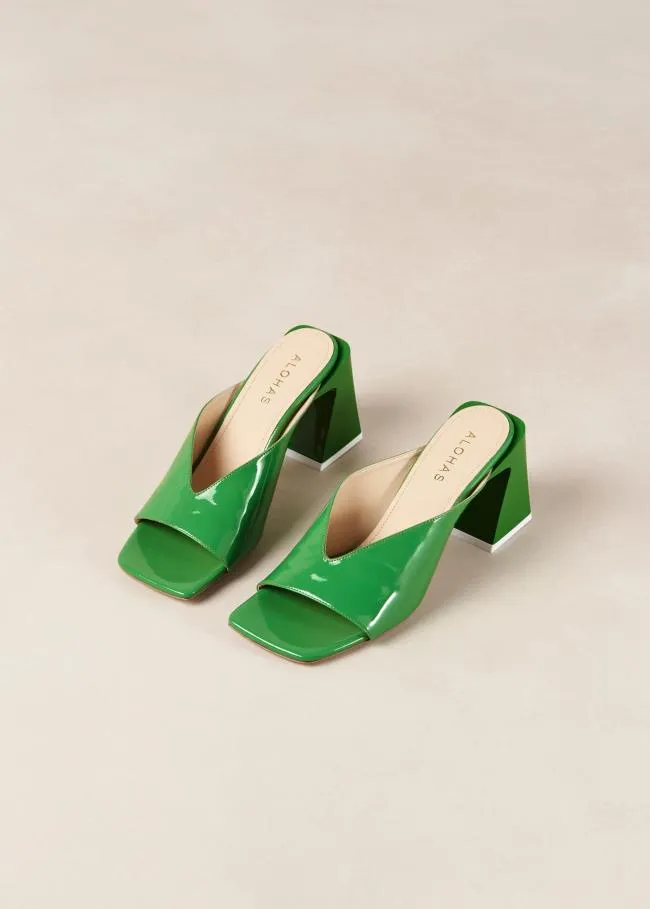 ALOHAS Mules Tasha 8211 Green Leather Mules 8211 Women
