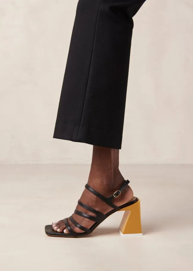 ALOHAS Sandals Aubrey 8211 Black And Yellow Leather Sandals 8211 Women