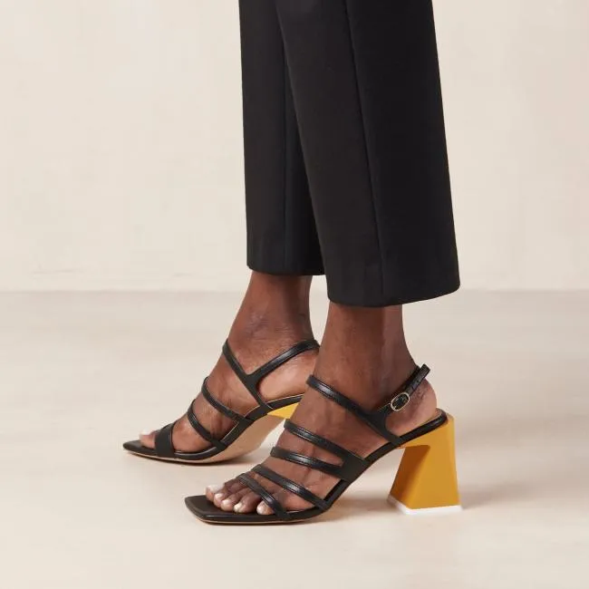 ALOHAS Sandals Aubrey 8211 Black And Yellow Leather Sandals 8211 Women