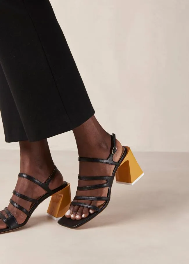 ALOHAS Sandals Aubrey 8211 Black And Yellow Leather Sandals 8211 Women