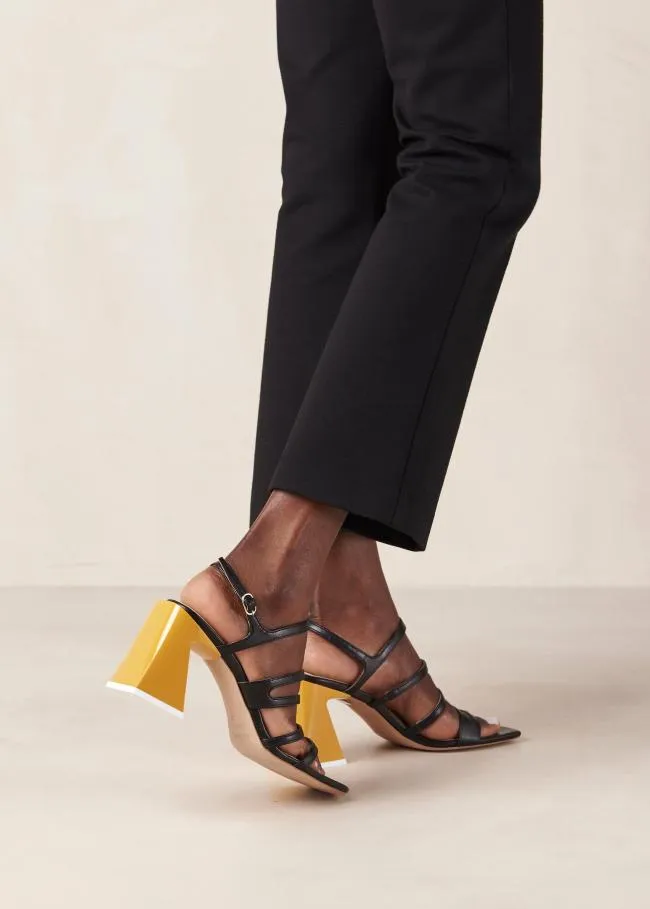 ALOHAS Sandals Aubrey 8211 Black And Yellow Leather Sandals 8211 Women