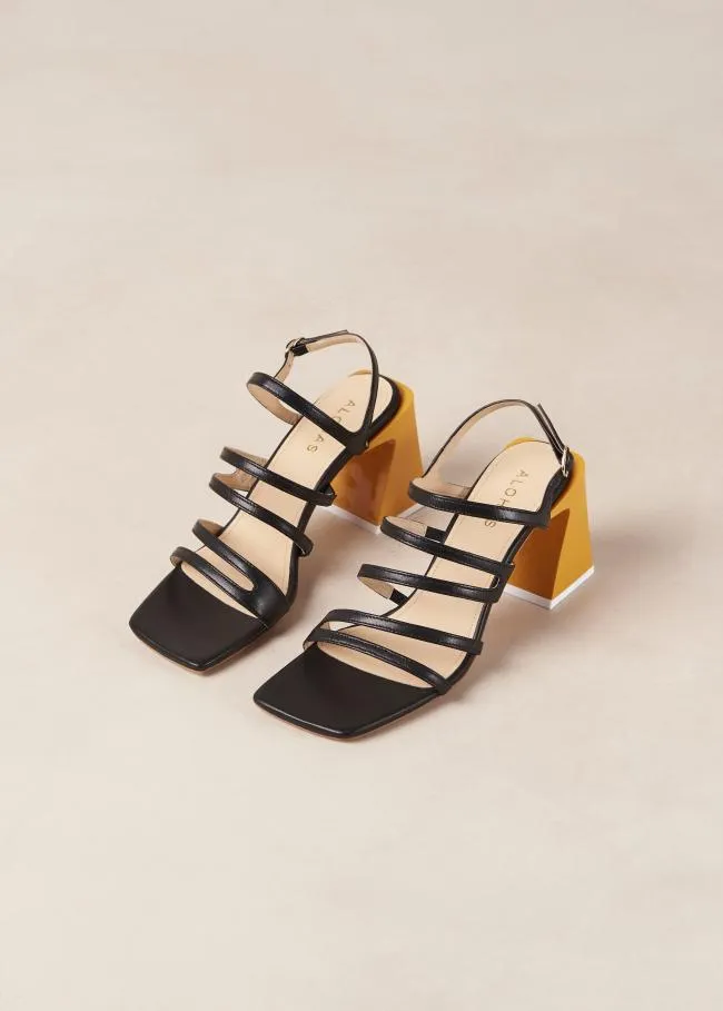 ALOHAS Sandals Aubrey 8211 Black And Yellow Leather Sandals 8211 Women