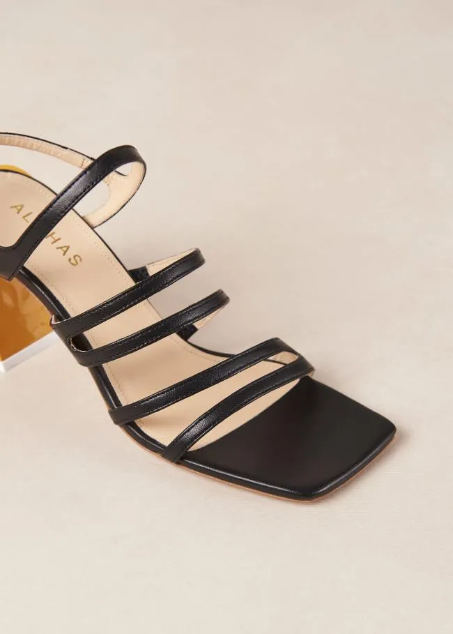 ALOHAS Sandals Aubrey 8211 Black And Yellow Leather Sandals 8211 Women