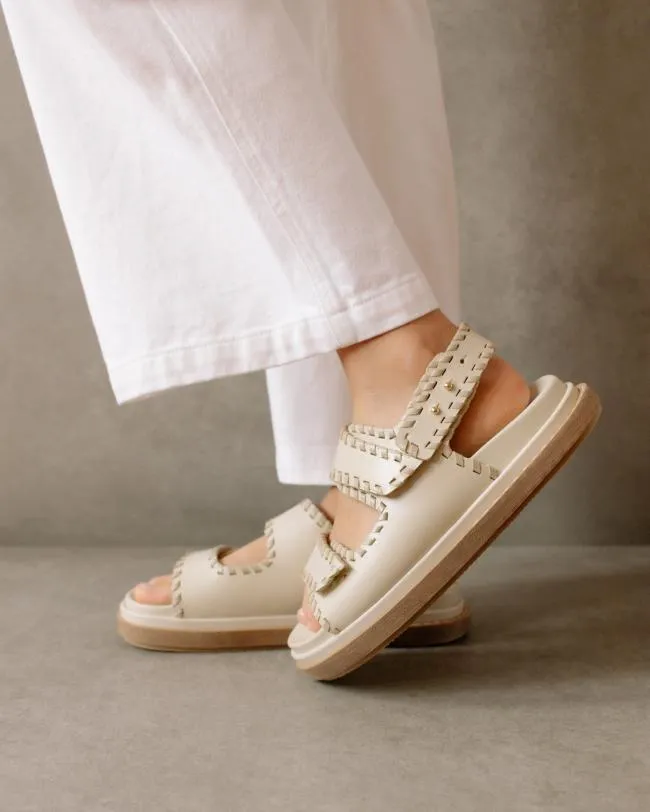 ALOHAS Sandals Barrel 8211 White And Beige Leather Sandals 8211 Women