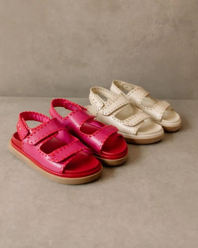 ALOHAS Sandals Barrel 8211 White And Beige Leather Sandals 8211 Women