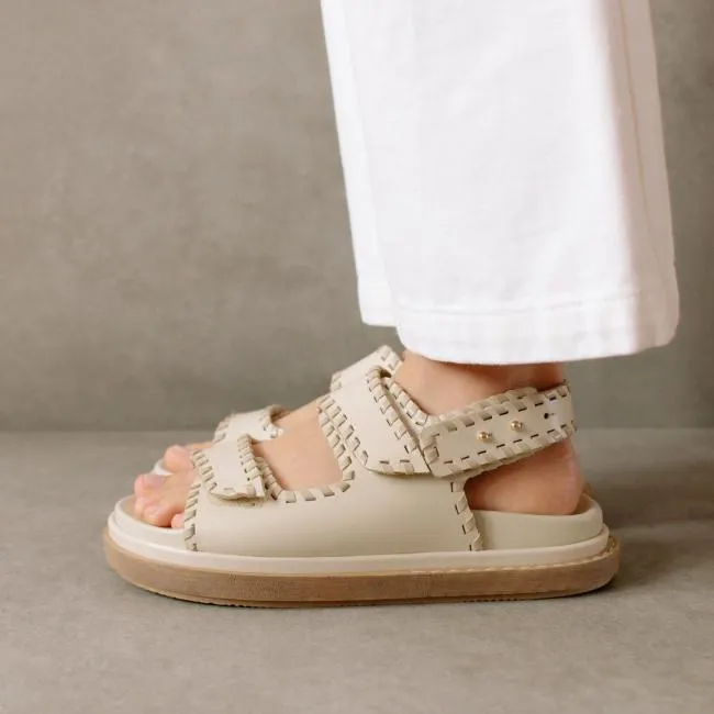 ALOHAS Sandals Barrel 8211 White And Beige Leather Sandals 8211 Women