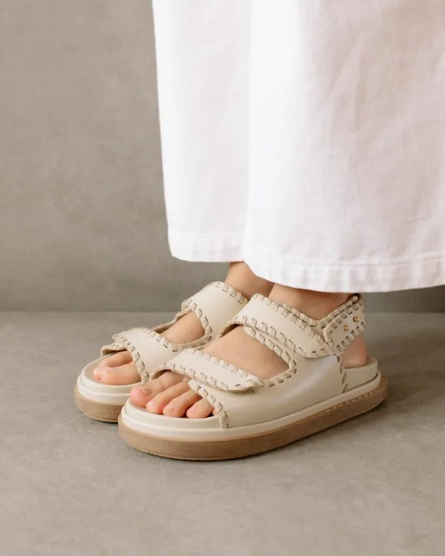 ALOHAS Sandals Barrel 8211 White And Beige Leather Sandals 8211 Women