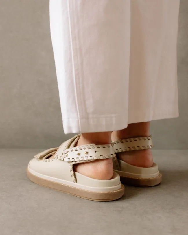 ALOHAS Sandals Barrel 8211 White And Beige Leather Sandals 8211 Women