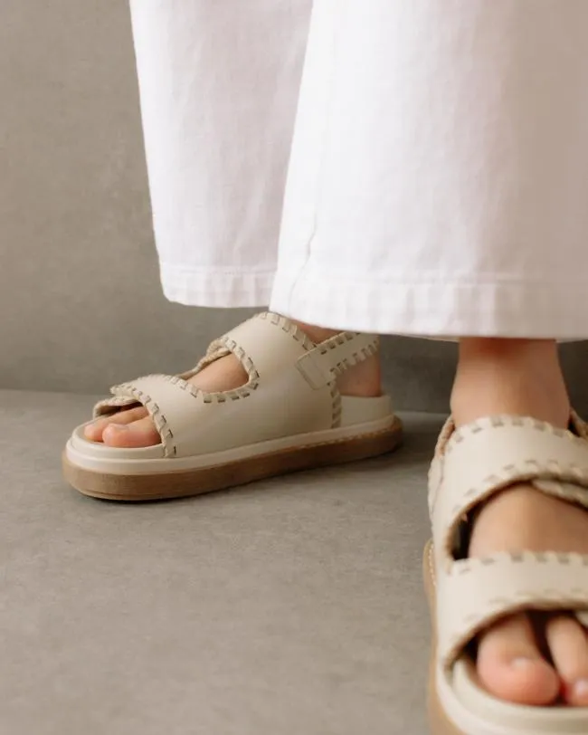 ALOHAS Sandals Barrel 8211 White And Beige Leather Sandals 8211 Women