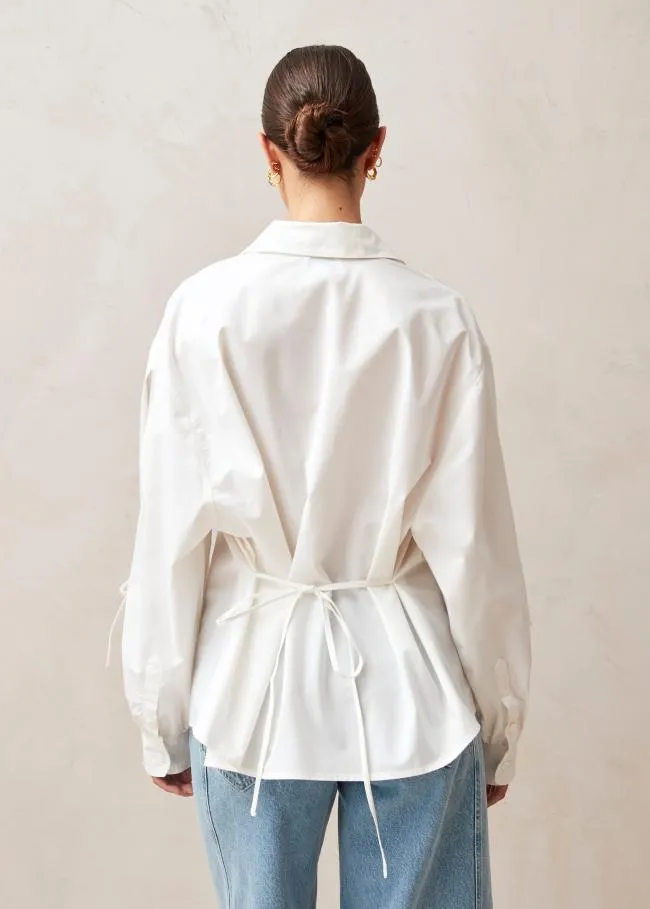 ALOHAS Shirts Sugar 8211 White Cotton BackTie Shirt 8211 Women