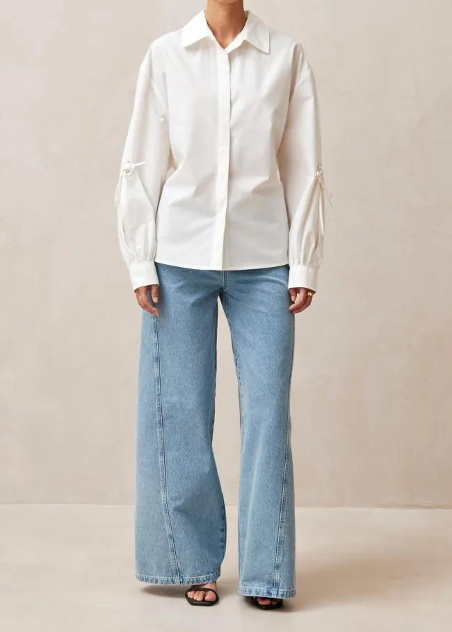ALOHAS Shirts Sugar 8211 White Cotton BackTie Shirt 8211 Women