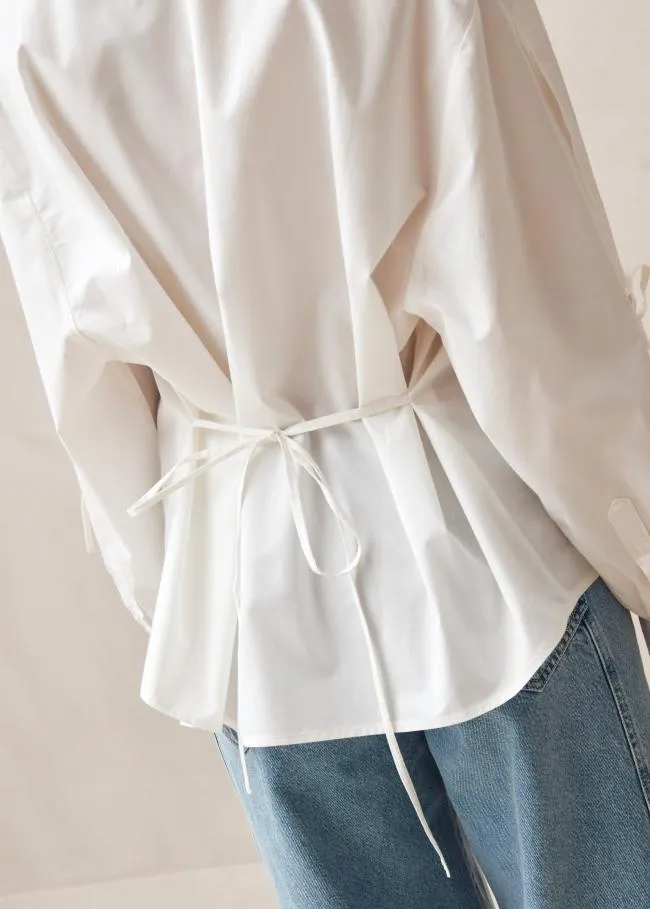 ALOHAS Shirts Sugar 8211 White Cotton BackTie Shirt 8211 Women