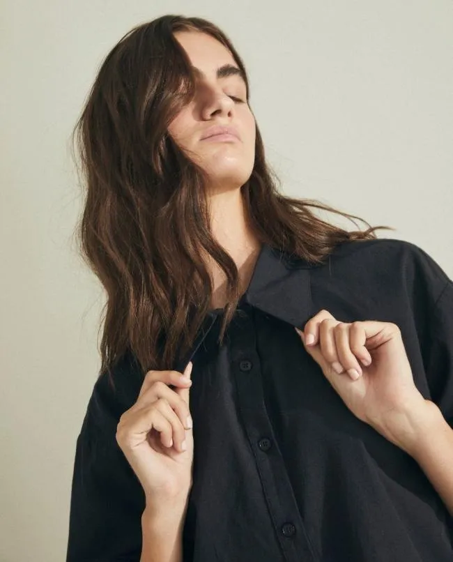 ALOHAS Shirts Zeal 8211 Black Cotton Shirt 8211 Women