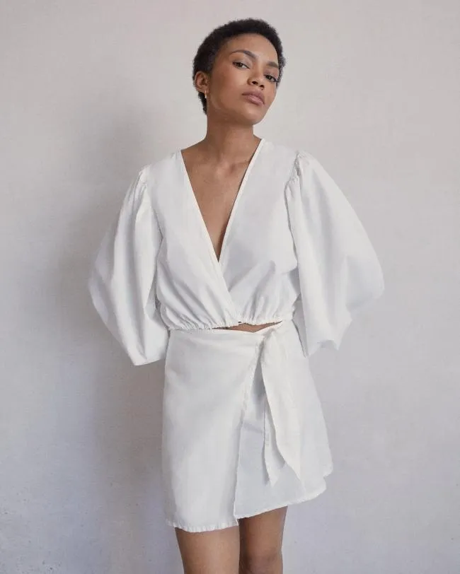 ALOHAS Tops Dazzling 8211 White Cotton Top 8211 Women