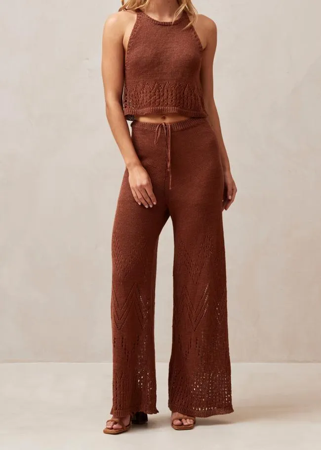 ALOHAS Tops Praiano 8211 Brown Crochet Top 8211 Women