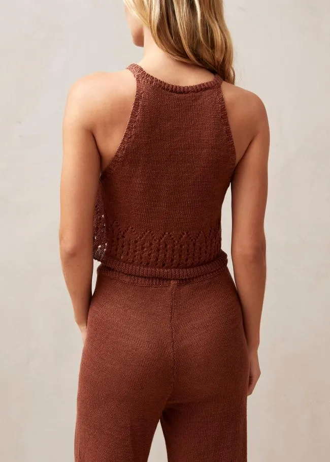 ALOHAS Tops Praiano 8211 Brown Crochet Top 8211 Women