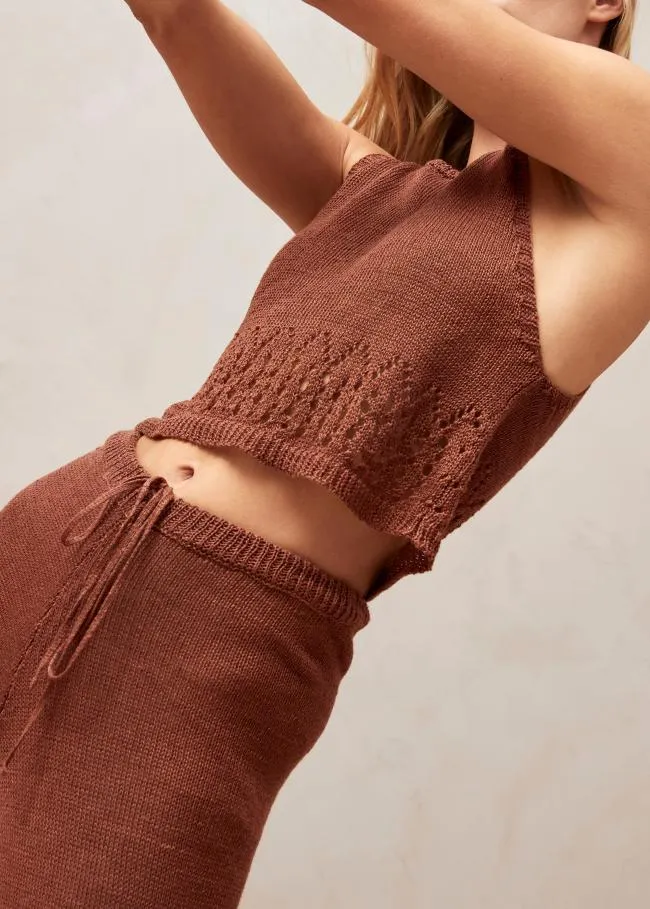 ALOHAS Tops Praiano 8211 Brown Crochet Top 8211 Women