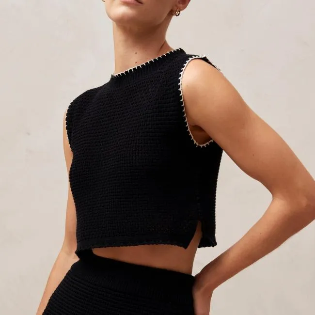 ALOHAS Tops Toscana 8211 Black Cotton Top 8211 Women
