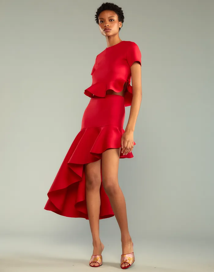 Asymmetrical Bonded Skirt 8211 Red Women Cynthia Rowley Bottoms