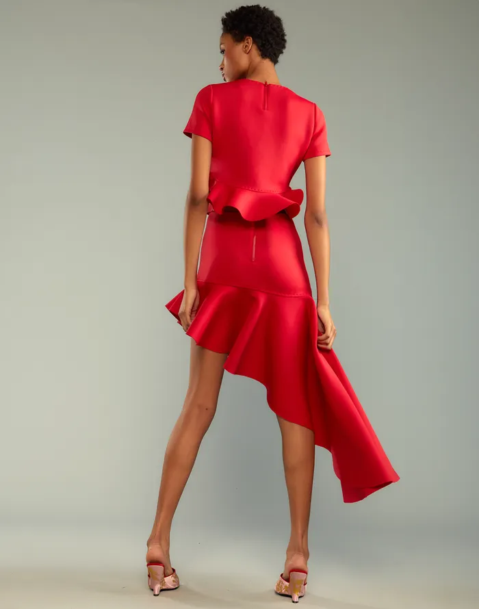 Asymmetrical Bonded Skirt 8211 Red Women Cynthia Rowley Bottoms