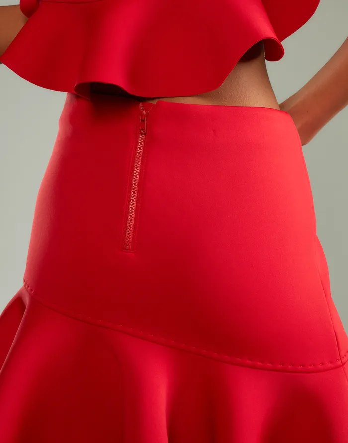 Asymmetrical Bonded Skirt 8211 Red Women Cynthia Rowley Bottoms