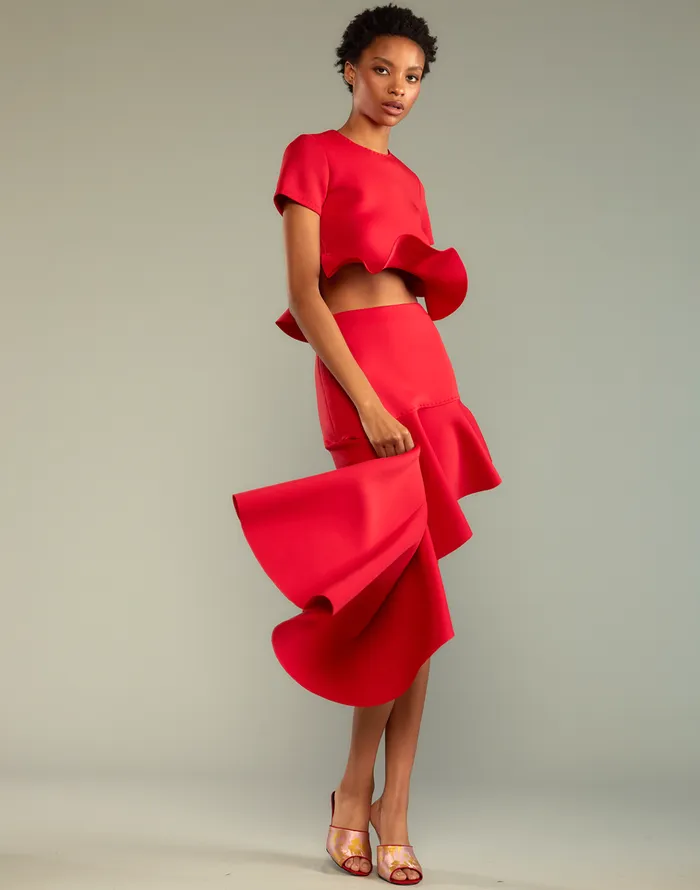 Asymmetrical Bonded Skirt 8211 Red Women Cynthia Rowley Bottoms
