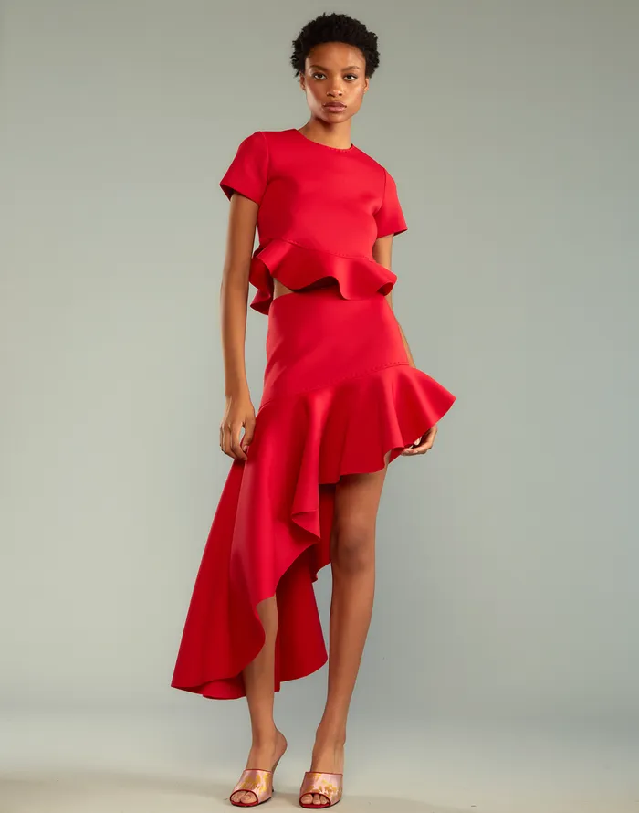 Asymmetrical Bonded Skirt 8211 Red Women Cynthia Rowley Bottoms