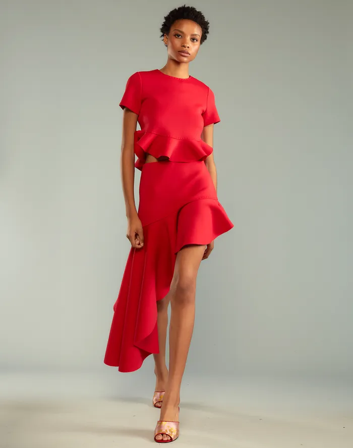 Asymmetrical Bonded Skirt 8211 Red Women Cynthia Rowley Bottoms