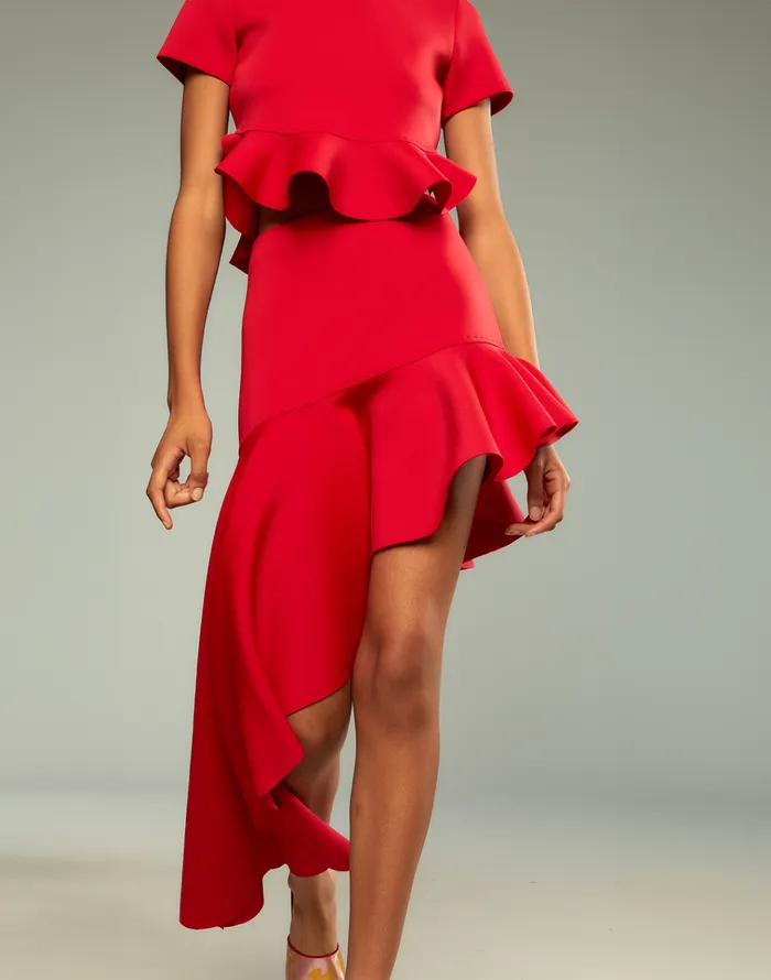 Asymmetrical Bonded Skirt 8211 Red Women Cynthia Rowley Bottoms
