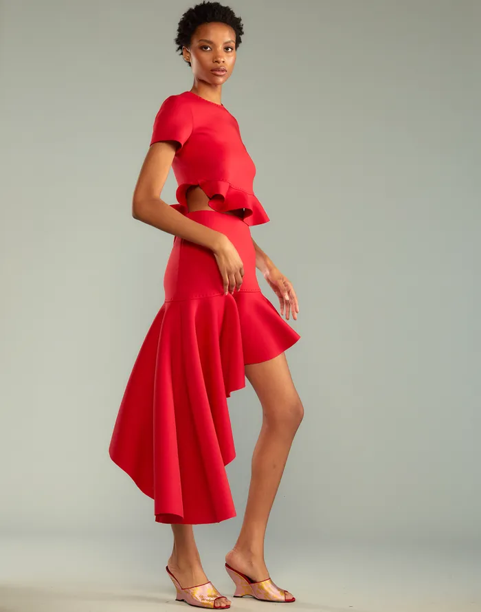 Asymmetrical Bonded Skirt 8211 Red Women Cynthia Rowley Bottoms