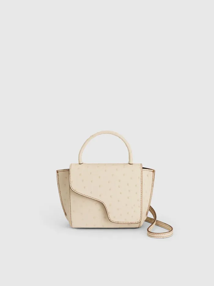 ATP Atelier Crossbody Bags Montalcino Linen Printed Ostrich Mini Handbag Linen 8211 Women ATP Atelier Crossbody Bags Montalcino Linen Printed Ostrich Mini Handbag Linen 8211 Women