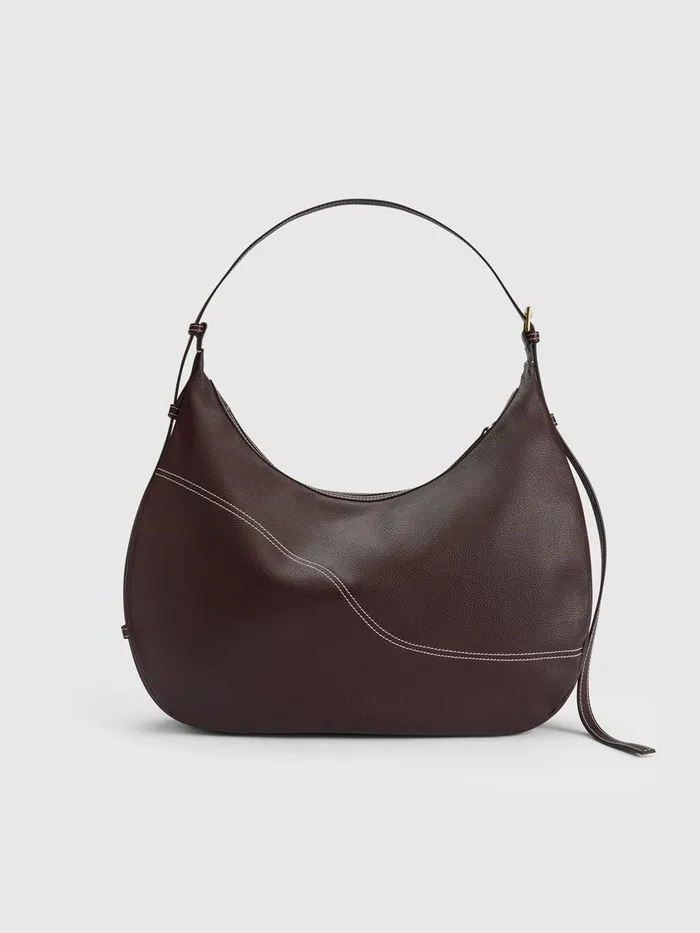 ATP Atelier Crossbody Bags Potenza WalnutContrast Stitch Grained Leather Large Hobo Bag Walnutcontrast Stitch 8211 Women ATP Atelier Crossbody Bags Potenza WalnutContrast Stitch Grained Leather Large Hobo Bag Walnutcontrast Stitch 8211 Women