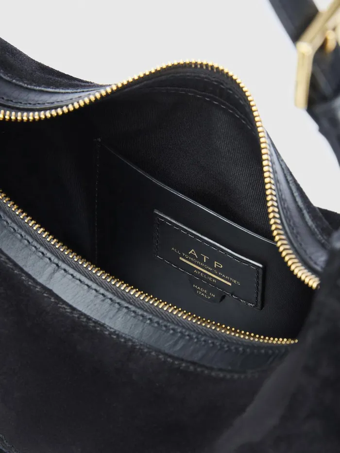 ATP Atelier Icon Bags Liveri Black SuedeLeather Small Hobo Bag Black 8211 Women