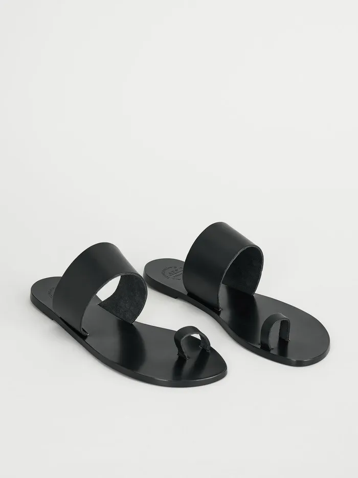 ATP Atelier Icon Shoes Astrid Black Leather Flat Sandals Black 8211 Women