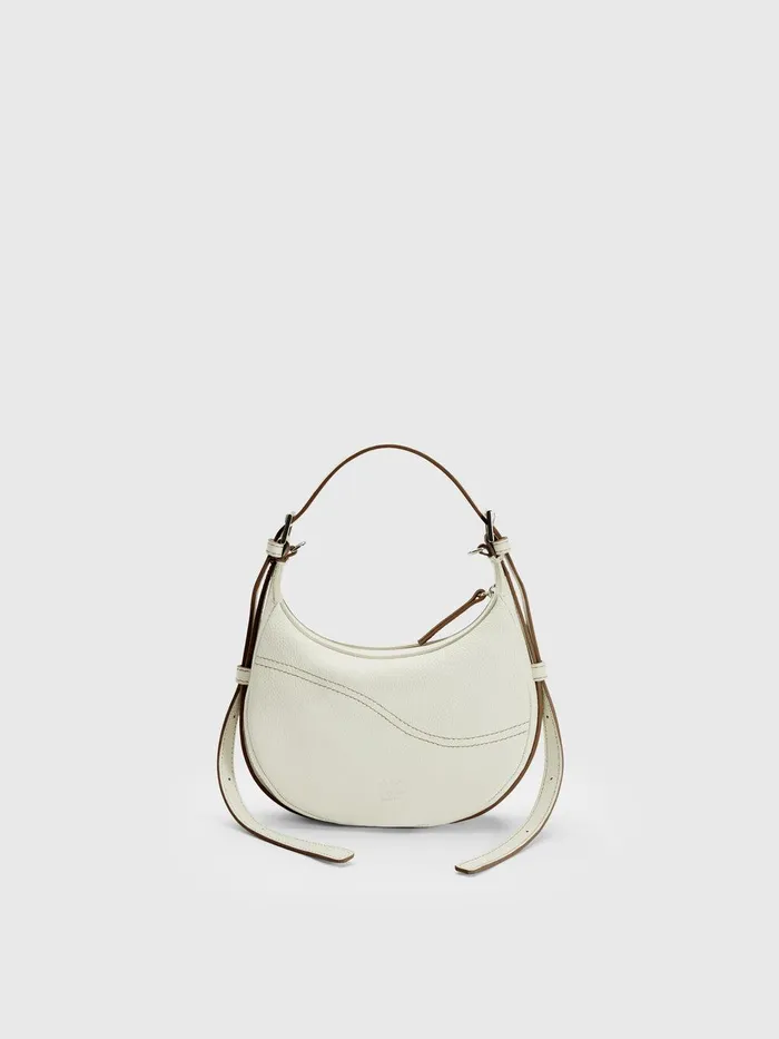 ATP Atelier Mini Bags Silea BiancoContrast Stitch Grained Leather Mini Hobo Bag Biancocontrast Stitch 8211 Women ATP Atelier Mini Bags Silea BiancoContrast Stitch Grained Leather Mini Hobo Bag Biancocontrast Stitch 8211 Women