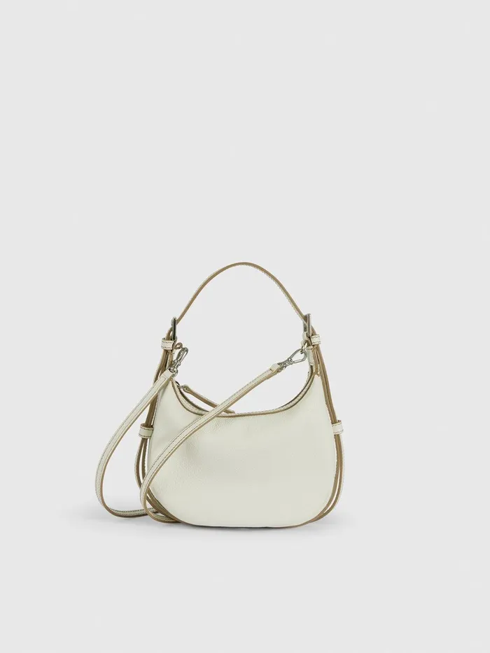 ATP Atelier Mini Bags Silea BiancoContrast Stitch Grained Leather Mini Hobo Bag Biancocontrast Stitch 8211 Women