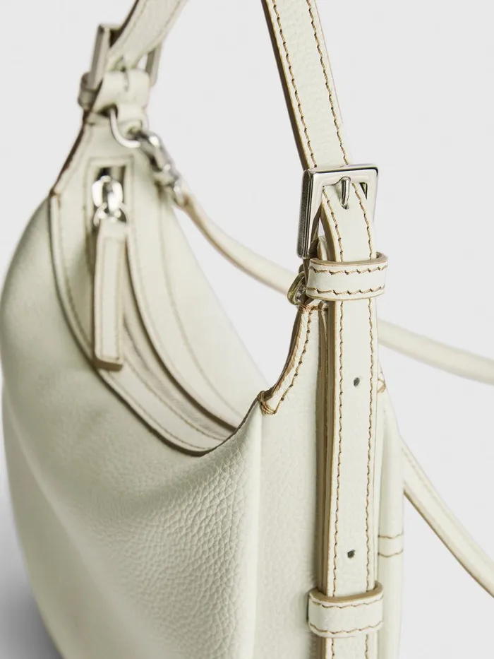 ATP Atelier Mini Bags Silea BiancoContrast Stitch Grained Leather Mini Hobo Bag Biancocontrast Stitch 8211 Women