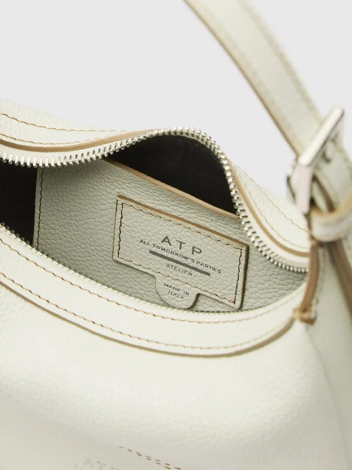 ATP Atelier Mini Bags Silea BiancoContrast Stitch Grained Leather Mini Hobo Bag Biancocontrast Stitch 8211 Women