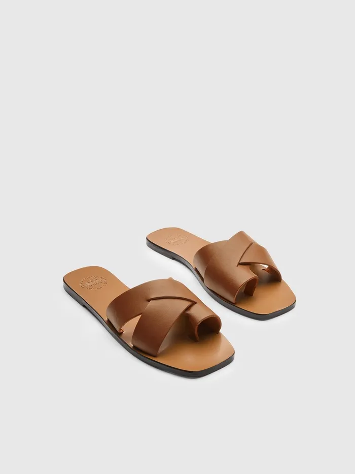 ATP Atelier Sandals Fonte Cannella Leather Flat Sandals Cannella 8211 Women